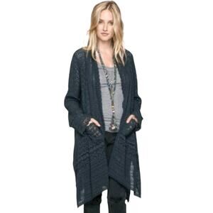 JOHNNY WAS Women’s Antionette Blue Crochet Lace Open Front Duster